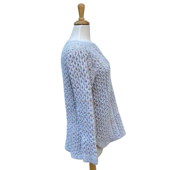 Lands End Knit Sweater Sz L 3D Chunky Knit Speckled Crew Neck Wool Blend Cozy - Picture 6 of 9